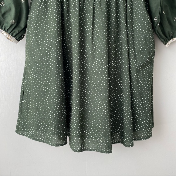 Madewell Floral Mix Square Neck Mini Dress Dark Forest Green 2 - Picture 8 of 13